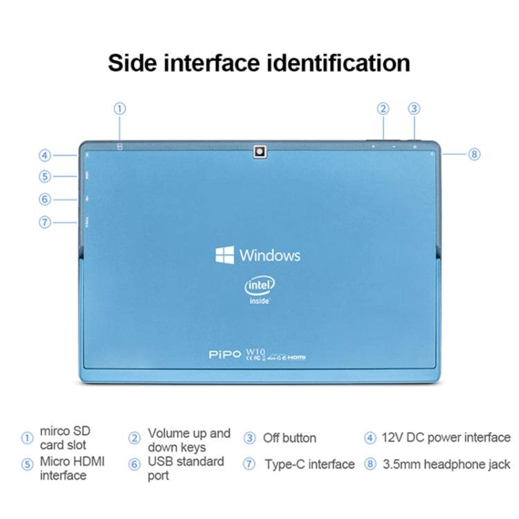 PiPO W10 2 in 1 Tablet PC, 10.1 inch, 6GB+64GB, Windows 10 System, Intel Gemini Lake N4120 Quad Core up to 2.6GHz, without Keyboard & Stylus Pen, Support Dual Band WiFi & Bluetooth & TF Card & HDMI, US Plug - free shipping - PMC TechLife - Order now!