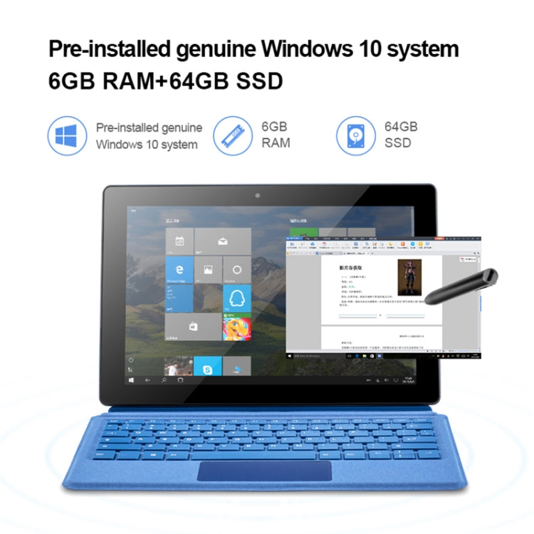 W10 2 in 1 Tablet PC, 10.1 inch, 6GB+64GB, Windows 10 System, Intel Gemini Lake N4120 Quad Core up to 2.6GHz, without Keyboard & Stylus Pen, Support Dual Band WiFi & Bluetooth & TF Card & HDMI, US Plug - Other by PMC TechLife | Online Shopping South Africa | PMC TechLife