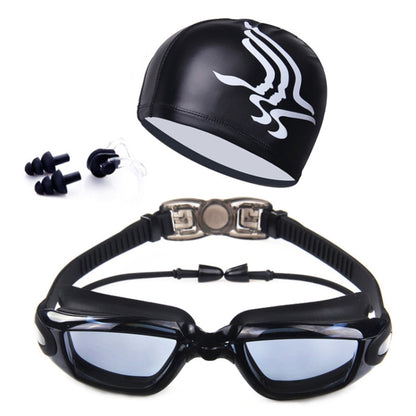 High-definition Waterproof Fogproof Swimming Goggles with Swimming Cap (Black) - Swimming Glasses by PMC Jewellery | Online Shopping South Africa | PMC Jewellery