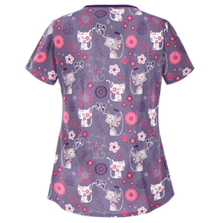 Printed Round Neck Slim-fit Nurse Uniform T-shirt (Color:Purple Size:S) - T-shirt by PMC Jewellery | Online Shopping South Africa | PMC Jewellery