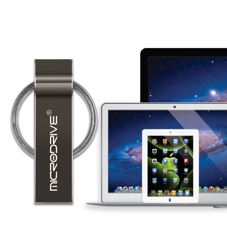 MicroDrive 8GB USB 2.0 Metal Keychain U Disk (Black) - USB Flash Drives by MicroDrive | Online Shopping South Africa | PMC Jewellery